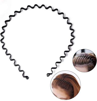 China DS051 Unisex Environmentally Friendly Slicked Back Elastic Black Headband Men Women Non Slip Sports Headwear Accessories Metal Spring Wavy Hair Hoop for sale