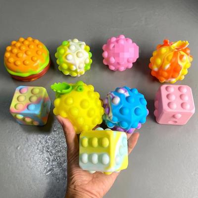 China Eco-frinedly G86 Thorn Balls Toys 3D Handle Bubble Pineapple Dice Shape Massage Ball Yoga Fitness Rehab Training Gifts for sale