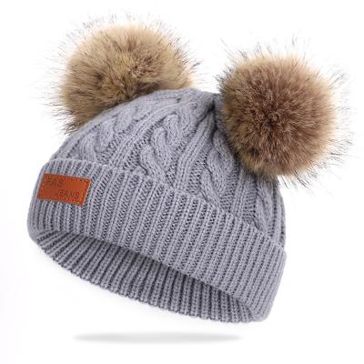 China CL409 Winter Kids COMMON Hat Knitted Cute Hat For Girls Boys Solid Color Baby Pompom Beanies Casual Hat for sale