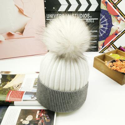 China D1073 Women's COMMON Casual Hairball Autumn Winter Keep Warm Beanie Knitted Hat for sale