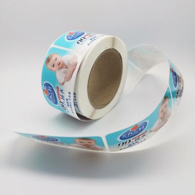 China Good Viscosity Labels For Packaging Label For Custom Roll Baby Wet Sticker Cloth Label for sale