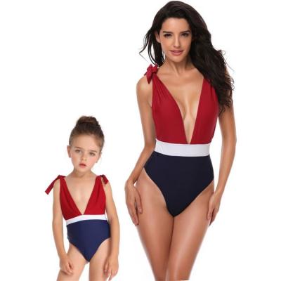 China 2020 Mother's Day Special Anti-UV Mother And Daughter Stitching One Piece Swimsuit for sale