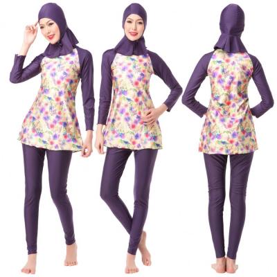 China Muslim Anti-UV Anti-UV Swimsuits specially designed for Islam are fully covered with flower patterns and are on sale. for sale