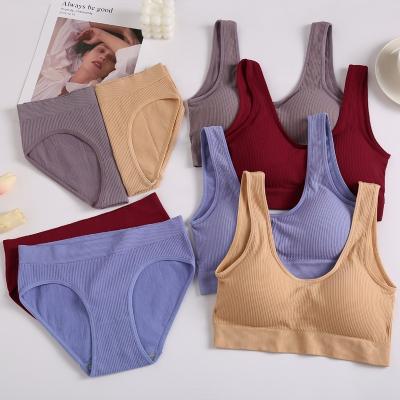 China QUICK DRY teenage crop top panties padded seamless cotton teen bra briefs comfortable women underwear set for teens for sale