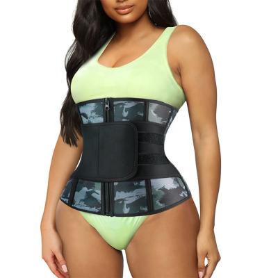 China Women Antibacterial Body Shaper Two Belts Support Neoprene Weight Loss Back Belly Sauna Sweat Corset Belt Waist Shaper for sale