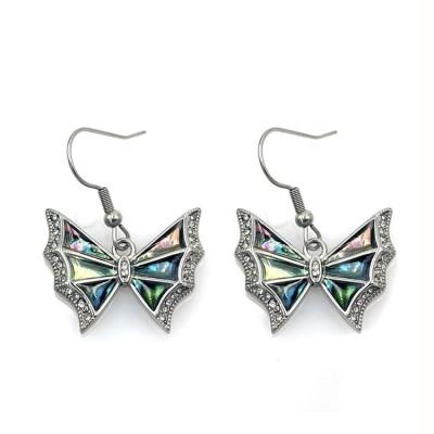 China New Wholesale Lead Free Nickel Free Ladies Abalone Bat Wings Earrings Stainless Steel Wildlife Jewelry for sale