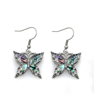 China 2022 New Style Abalone Butterfly Earrings Lead Free Nickel Free Stainless Steel Fauna Wholesale Jewelry for sale