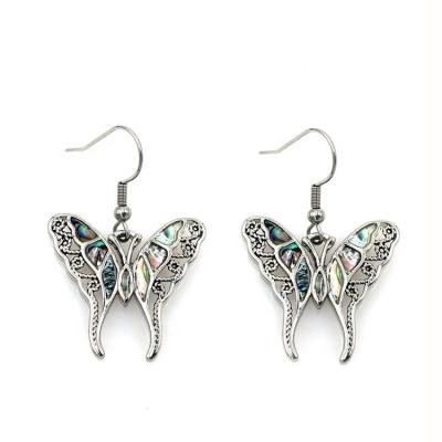 China Ladies Abalone Butterfly Swallowtail Earrings Stainless Steel Fauna Lead Free Nickel Free Jewelry for sale