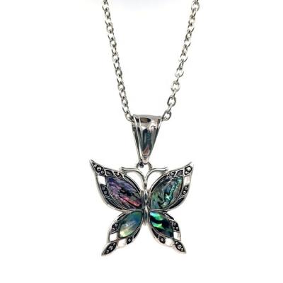 China New Fashion Ladies Jewelry Stainless Steel Handmade Butterfly Lead Free Nickel Free With Abalone Necklace for sale