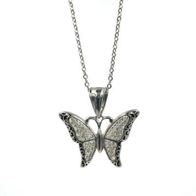 China ODM/OEM Ladies Bling Butterfly Pendants Lead Free Nickel Free Stainless Steel Crystals Necklace for sale