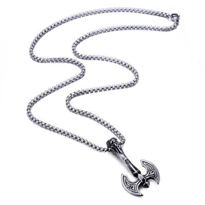 China 316 Lead Free Nickel Free Stainless Steel Viking Ax Hatchet Pendant Necklace Rune Ax Punk Style Fashion Men's Gift for sale