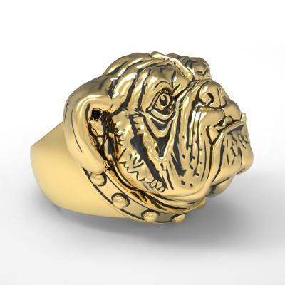 China Lead Free 316L Stainless Steel Bulldog Ring Dog Ring Nickel Free For Lover for sale