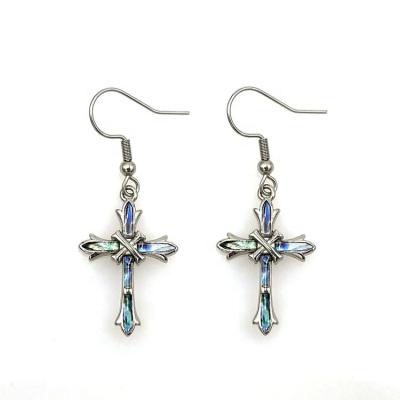 China Lead Free Nickel Free Stainless Steel with Abalone Cross Stud Earrings for Ladies and Women for sale