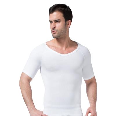 China Breathable MeiSu W049WH Seamless V-Neck Posture Correction Compression Fat Men High Quality Invisible Shirt Men for sale