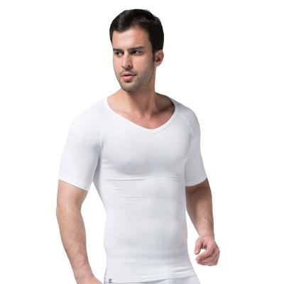 China MeiSu R020WH V-Neck Posture Correction Gills Compression Sports Body Shaper Breathable Seamless Correction T-shirt For Men for sale