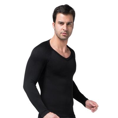 China MeiSu R021BK V-Neckline Breathable Seamless Compression Posture Corrector Sexy Soft Body Shapers For Men for sale