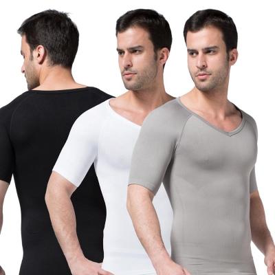 China ZEROBODYS W049 QUICK DRY Seamless V-Neck Posture Corrector Compression Body Waist Slimming Thermo Shaper For Men for sale