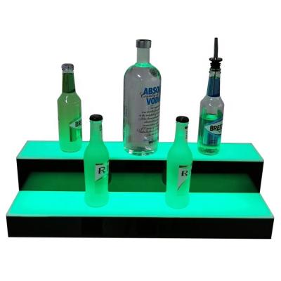 China Handmade LED lighted liquor bottle display illuminated bottle shelf 2 tier! Home Bar Bottle Shelf 24