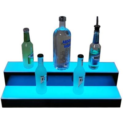 China Modern Most Common Used 2 Stage Tiered LED Glow Illuminated Acrylic Bottle Shelf Display 12