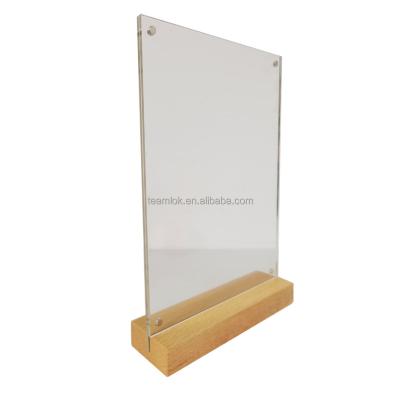 China Display Beech Wood Sleek Desktop Low Acrylic Stand | T-Shaped Magnet Photo Frame a4/a5/a6/5 Double Sided Acrylic / 6