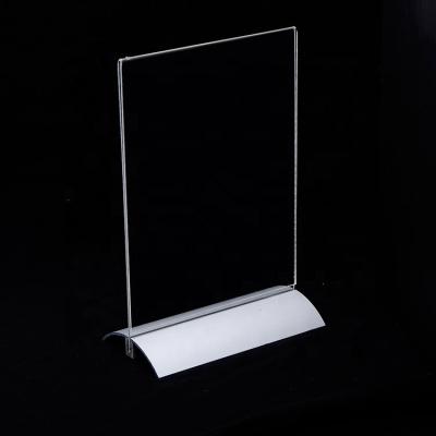 China Acrylic portrait afvertising turnout paper photo aluminum base |Poster label sign holder|Acrylic menu card holder 8.5