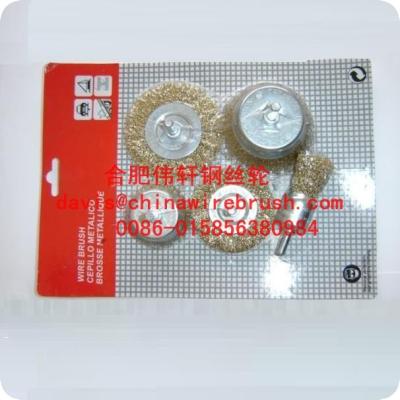 China 6pcs Shaft-mounted Circular Steel Wire Brushes Set for Cleaning and Polishing for sale