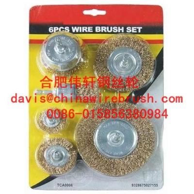 China 6pcs Shaft-mounted Circular Steel Wire Brushes Set for Cleaning and Polishing for sale