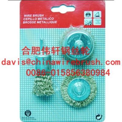 China 3pcs cup brush with shank crimped wire for sale