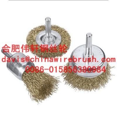 China 3pcs cup brush with shank crimped wire for sale