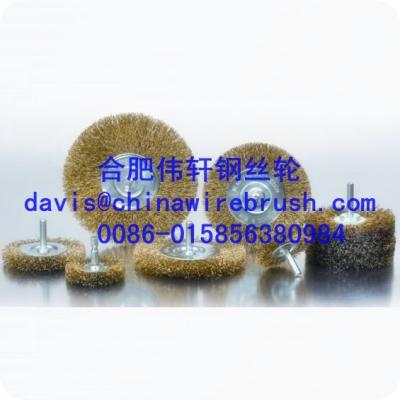 China Steel Crimped Wire Shaft Wheel Brushes for sale