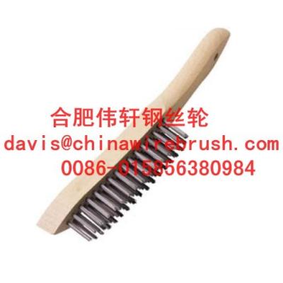 China 3 Row (3*16) Metal Wire Wooden Handle Brush for sale