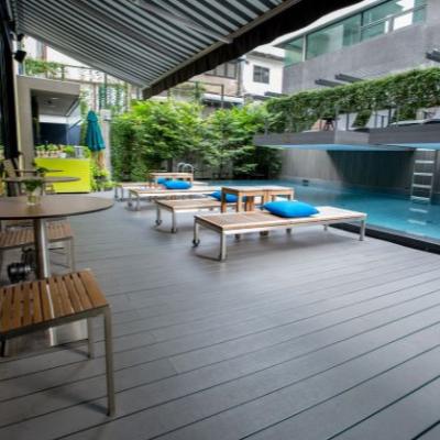 China Modern Hollow Deck Panel WPC Waterproof Brushed Decking Outdoor Eco - Friendly for sale