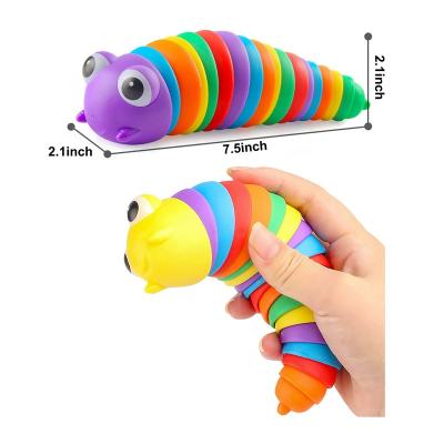 China Plastic Squishy Slug Caterpillar Toys 3D Printed Caterpillar Toy Desk Pet Decompression Slug Articulated Flexible Trigger Sensory Slug for sale