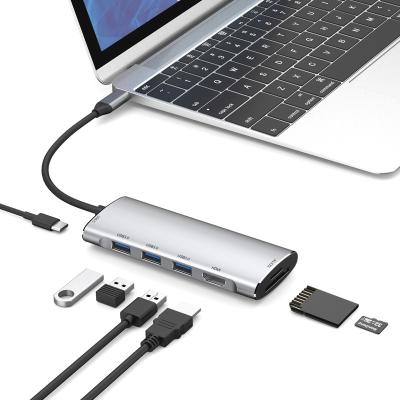 China Type-C Enabled Devices USB C Hub 7 in 1 for Laptop Mac Book to HDTV 3USB3.0 Ports Port Type SD/TF Card Reading Charging Dock dec for sale