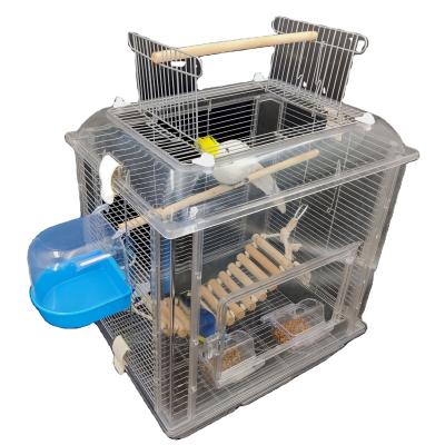 China Good Quality Breathable Clear Rectangle Large Parrot Animal Pet Bird Cage With Stand for sale