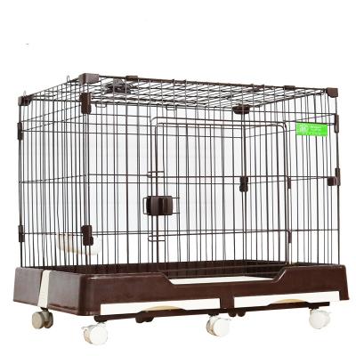 China Hot Sale Breathable Stainless Steel Metal Collapsible Cat Pet Animal Cages With Chambers Small Wheels for sale