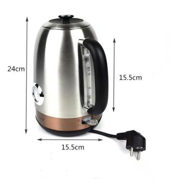 China Amazon Hot Sale 1.7L 304 Stainless Steel Boil-dry Household Electric Kettle With Thermometer for sale