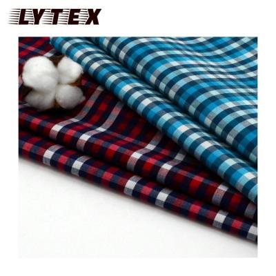 China 100% Cotton Woven Yarn Dyed Check Poplin Shirt Fabric Shrink-Resistant 40*40 With One Side China Carbon Peach for sale