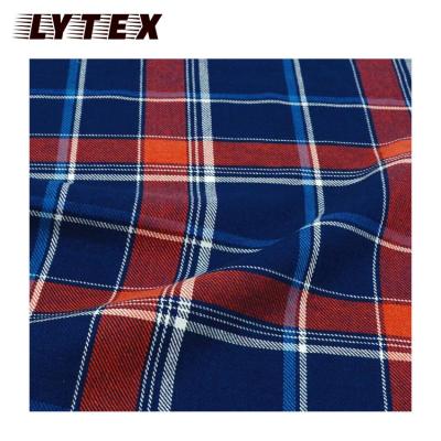 China Shrink-resistant 100% cotton yarn dyed indigo twill check shirting fabric from Nantong haian china for sale