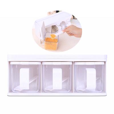 China Sustainable Kitchenware Spice Jar Set 3 Pcs Set Plastic Seasoning Box Spice Box Condiment Box for sale