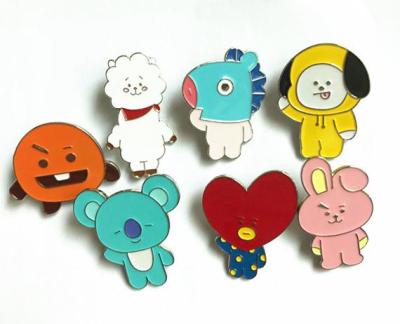 China Korea Soft Enamel Pin BTS Badge Mini Badge Metal Cartoon Cute Kpop Animal Nickel Free Enamel BTS for sale