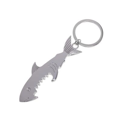 China Wholesale Zinc Alloy Silver Key Ring Shark Shaped Beer Bottle Opener Key Souvenir Gift Color Key Chain For Creative Gift for sale