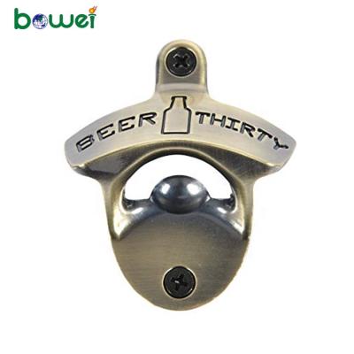 China Sustainable Design Your Own Unique Logo Beer Personalized Wall Mounted Metal Bottle Opener for sale