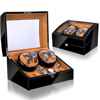 China Watch Show Time Partner Wooden Watch Box Luxury Rotating Watch Display Box With Led for sale