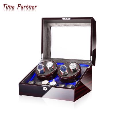 China 4+6 Handmade Luxury Automatic Watch Winder Time Partner Rotating Display Storage Box for sale