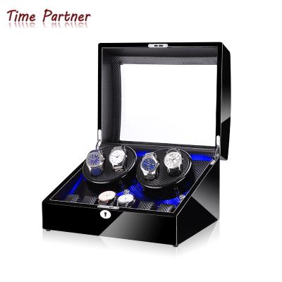 China Handmade 4+6 Time Partner Luxury Automatic Wooden Watch Winder Display Box Customized Watch Winder for sale