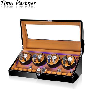 China Handmade Stopwatch Time Partner Watch Winder Wooden Open Winders For Automatic Watches 8+12 for sale