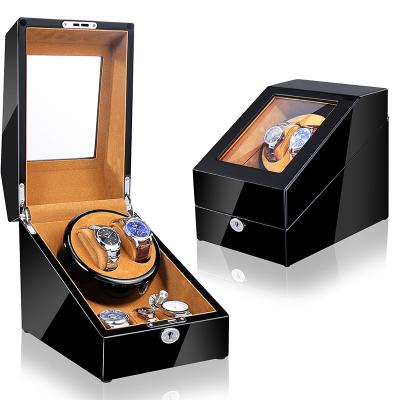 China Protect And Store Watches Time Partner Black Lacquer Automatic Watch Winder With LED Light for sale