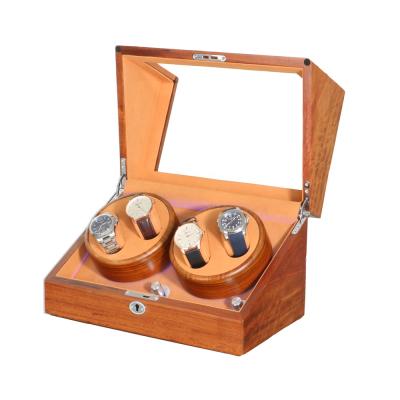 China Customizable Handmade High End Solid Wooden Watch Time Partner Rotary Winder With LED For Display for sale