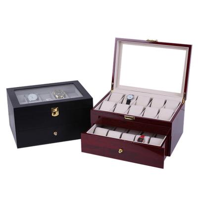 China 20 Double-Layer Handmade Solid Wood Painting Watch Box High End Watch Display Box for sale